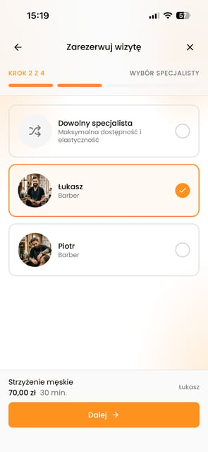 Aplikacja Vizyto - wybór specjalisty przy rezerwacji wizyty