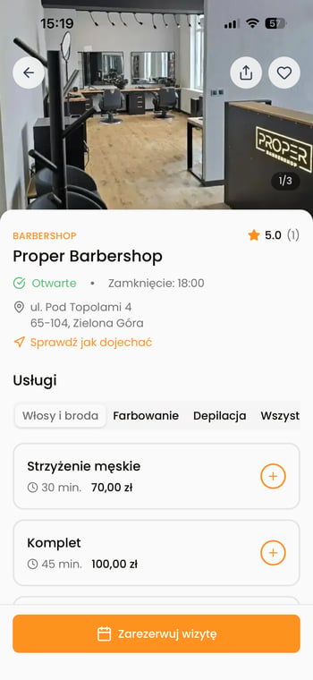 Aplikacja Vizyto dla klientów na telefonie
