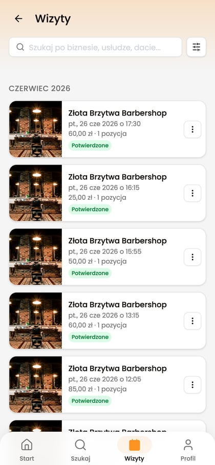 Moje wizyty w aplikacji Vizyto