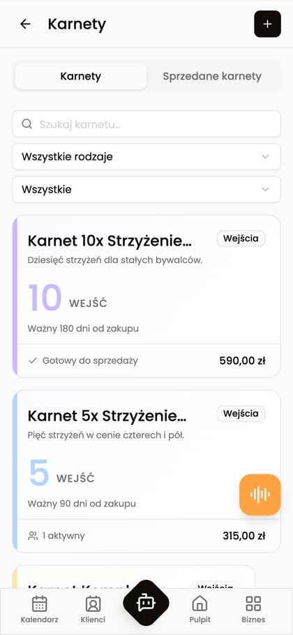Karnety klientów w aplikacji Vizyto PRO