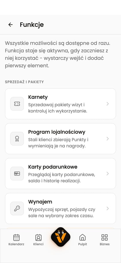 Galeria Funkcje z modułami dostępnymi dla biznesu.
