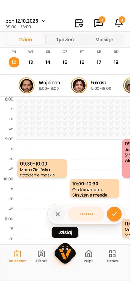 Pasek nagrywania Vizziego z przyciskami „Odrzuć nagranie” i „Wyślij nagranie”.