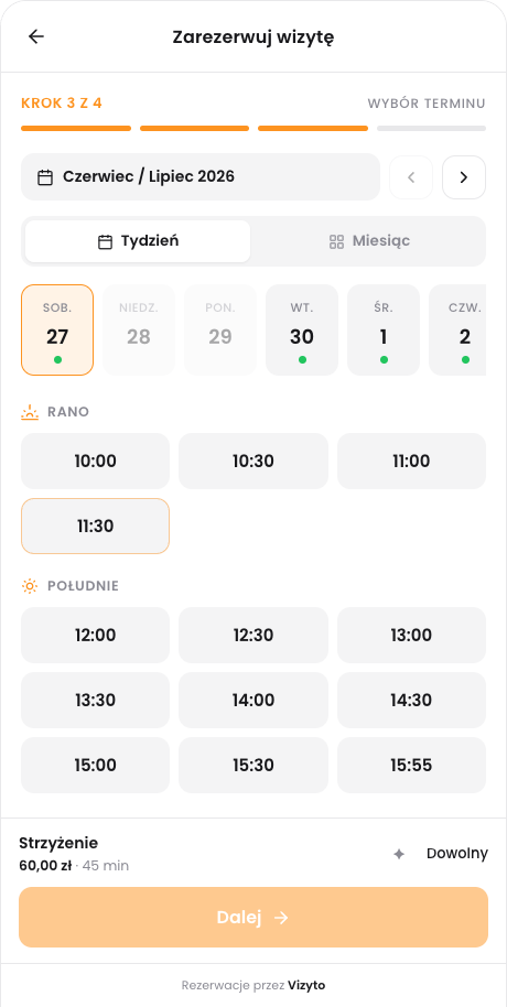 Widget rezerwacji - Termin