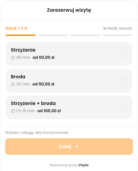 Widget rezerwacji na stronę internetową